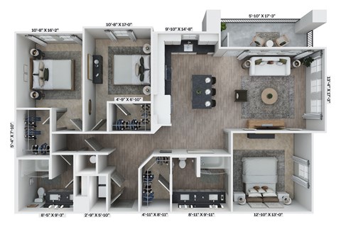 A floor plan of a house with labeled rooms and dimensions.